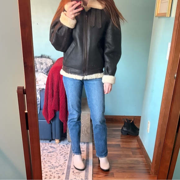 Brown Shearling B3 Bomber Aviator Jacket - Picture 12 of 15